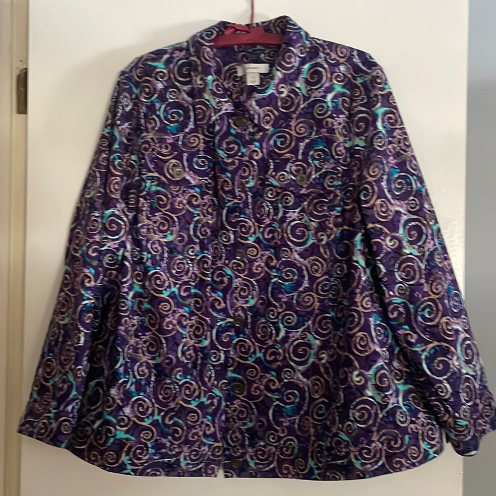CJ Banks long sleeve purple shirt with swirl design